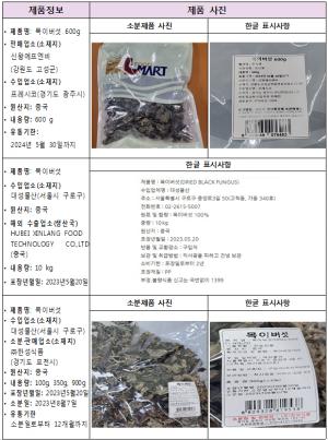 잔류농약 초과 검출된 중국산 ‘목이버섯’ 회수