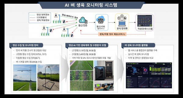 인공지능 벼 생육 모니터링 시스템 모식도<br>