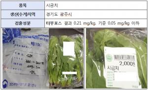 시금치 1건 잔류농약 허용기준 초과... 해당 농산물 폐기