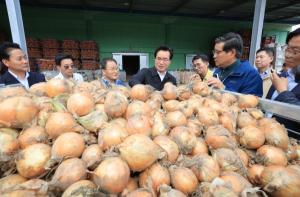 정황근 농식품부 장관, 함양군 양파 기계 수확 현장 방문