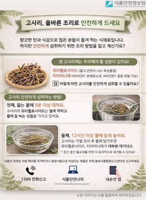 [올바른식생활] “고사리, 그냥 먹으면 위험”…식품안전정보원, 안전 조리법 공개